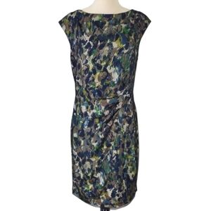 Saks Fifth Avenue Floral Sleeveless Sheath Dress Black Green Black Sz 12